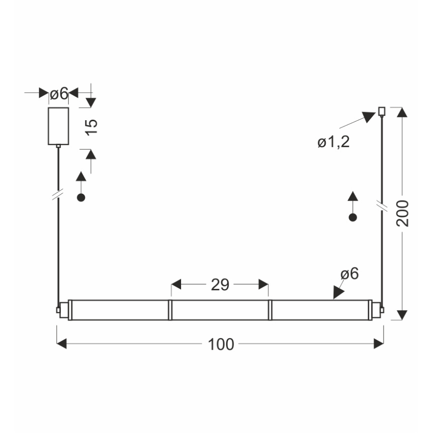 LED rippvalgusti kaabliga CORTE LED/25W/230V must