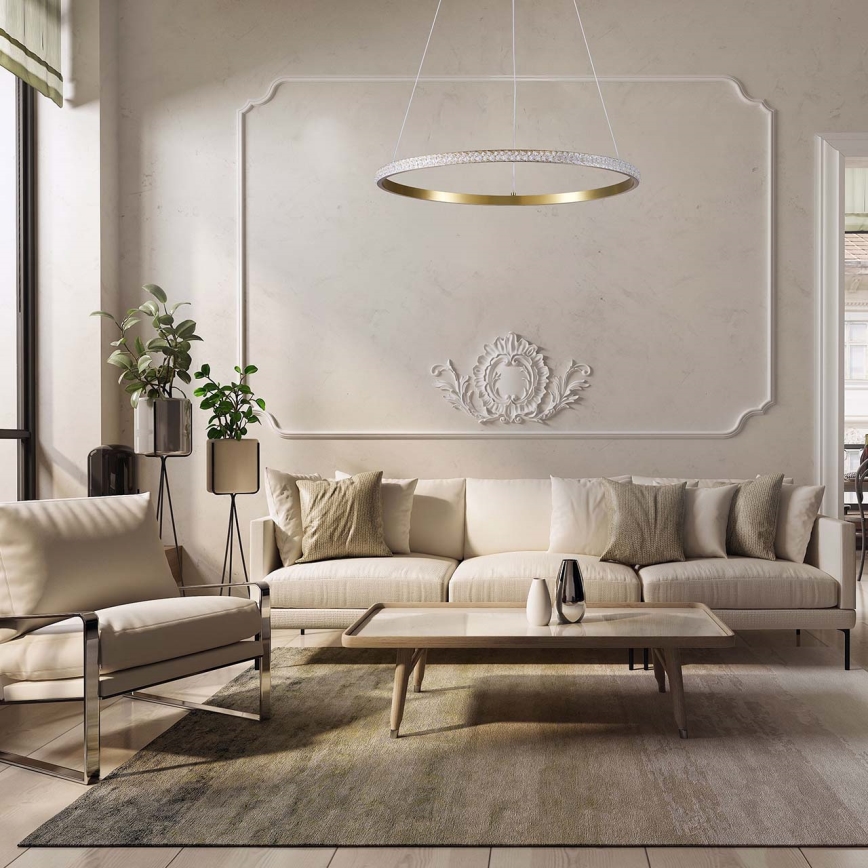 LED rippvalgusti kaabliga DIANA LED/25W/230V 4000K läbimõõt 50 cm kuldne
