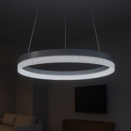 LED rippvalgusti kaabliga GALA LED/25W/230V Ø 50 cm hõbedane