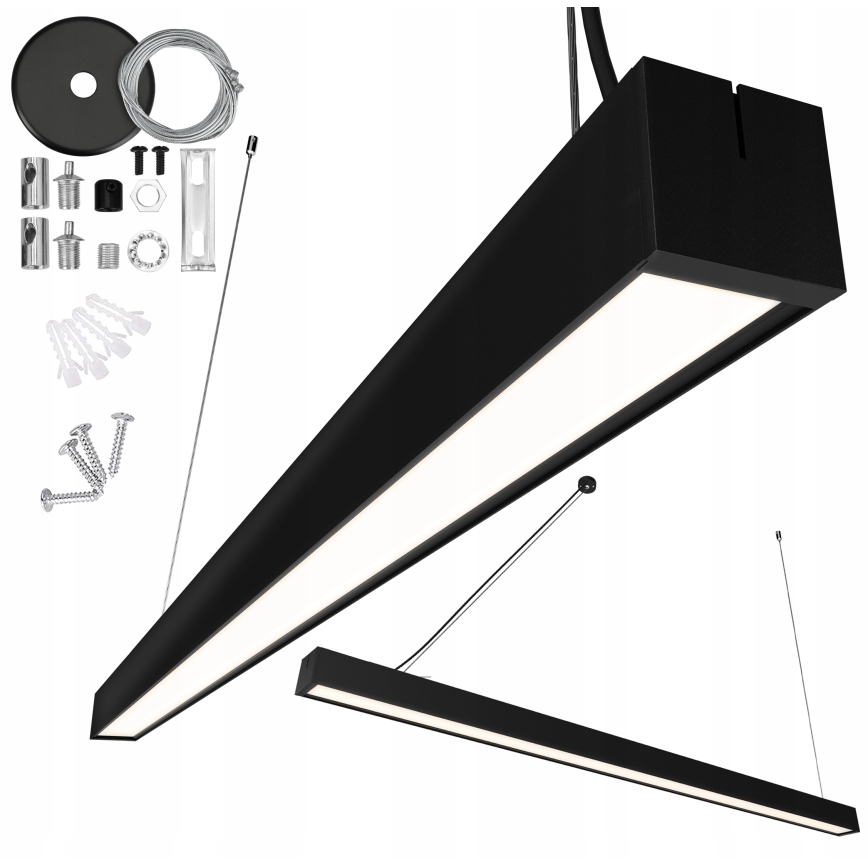 LED-rippvalgusti kaabliga LED/44W/230V 4000K 120 cm must