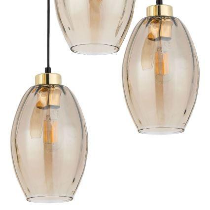 LED-rippvalgusti kaabliga SEBO 3xE27/15W/230V must/suitsune beež