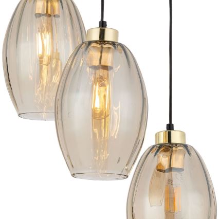 LED-rippvalgusti kaabliga SEBO 3xE27/15W/230V must/suitsune beež