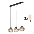 LED-rippvalgusti kaabliga ZULIA 3xE27/15W/230V must/suitsumust
