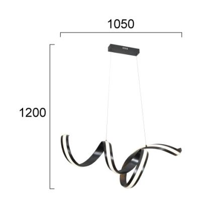 LED-rippvalgusti kaablil AREZIA LED/42W/230V must