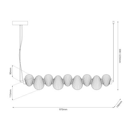 LED-rippvalgusti kaablil BOLLA LED/32W/230V läikiv kroom/suitsuhall