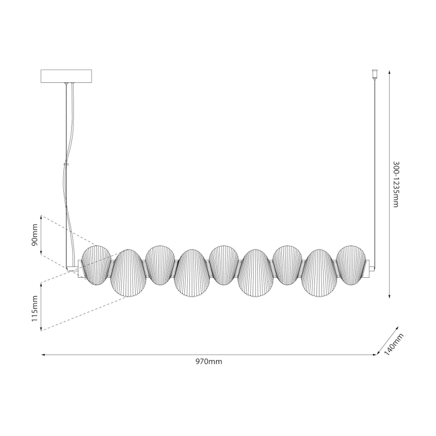 LED-rippvalgusti kaablil BOLLA LED/32W/230V läikiv kroom/suitsuhall