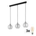 LED-rippvalgusti kaablil DEVI 3xE27/15W/230V must/läbipaistev