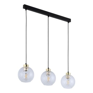 LED-rippvalgusti kaablil DEVON 3xE27/15W/230V must/läbipaistev
