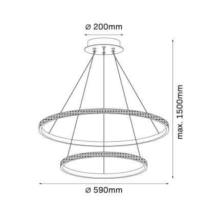 LED-rippvalgusti kaablil DIANA 44W/230V 4000K Ø 59 cm kuldne