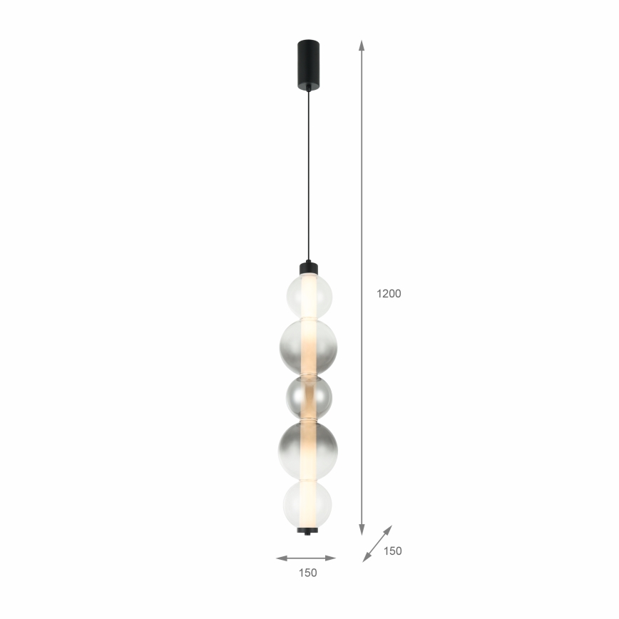LED-rippvalgusti kaablil LUMMI LED/19W/230V must/suitsuhall