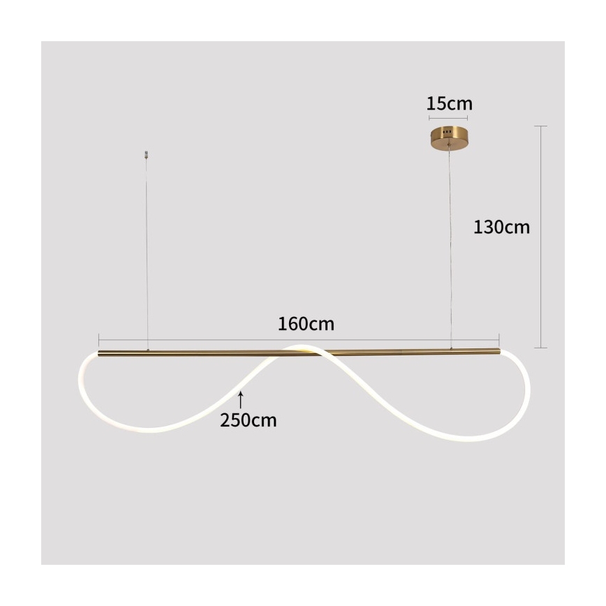 LED-rippvalgusti kaablil MELECA LED/36W/230V 3000/4000/6000K 160 cm kuldne