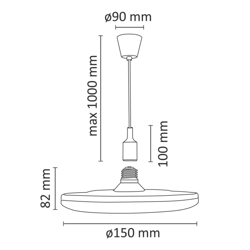 LED-rippvalgusti KIKI 1xE27/10W/230V must