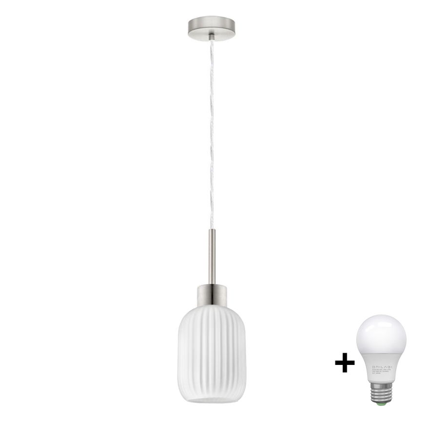 LED-rippvalgusti riputuskaabliga HARMA 1xE27/60W/230V läbimõõt 14 cm mati kroom/valge