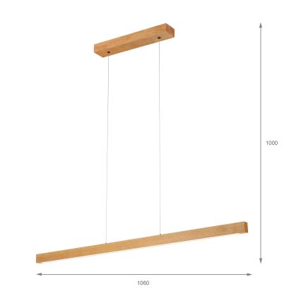 LED-rippvalgusti riputuskaabliga VERDE LED/18W/230V 3000K 106 cm tamm