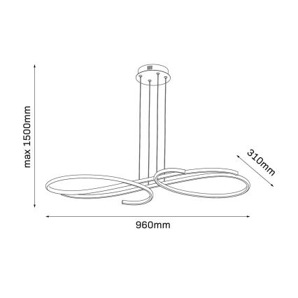 LED-rippvalgusti trossil VIOLIN LED/40W/230V, must