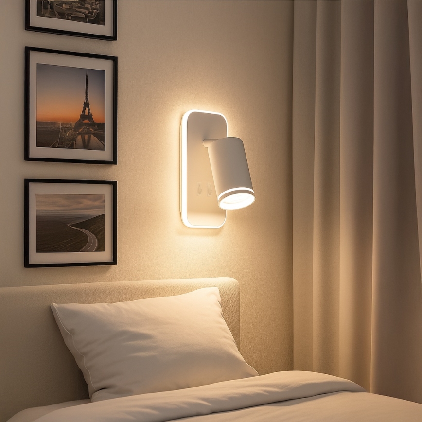 LED seina spottvalgusti PIPE 1xGU10/10W/230V + LED/6W valge
