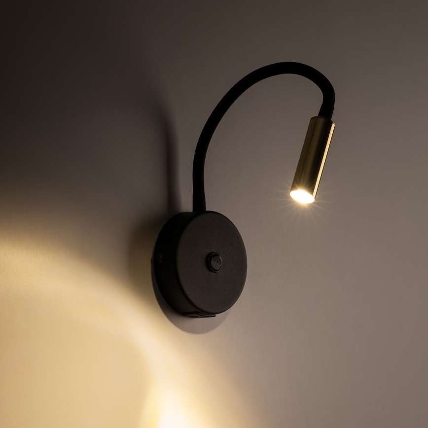 LED Seinalamp koos USB pordiga LAGOS 1xG9/3W/5V 4000K must/kuldne
