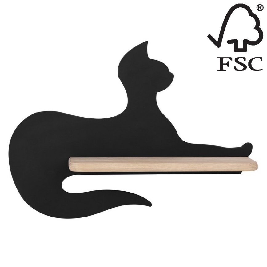 LED Seinalamp lastele koos riiuliga BLACK CAT LED/5W/230V