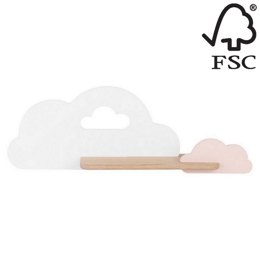 LED Seinalamp lastele koos riiuliga CLOUD LED/5W/230V valge/roosa