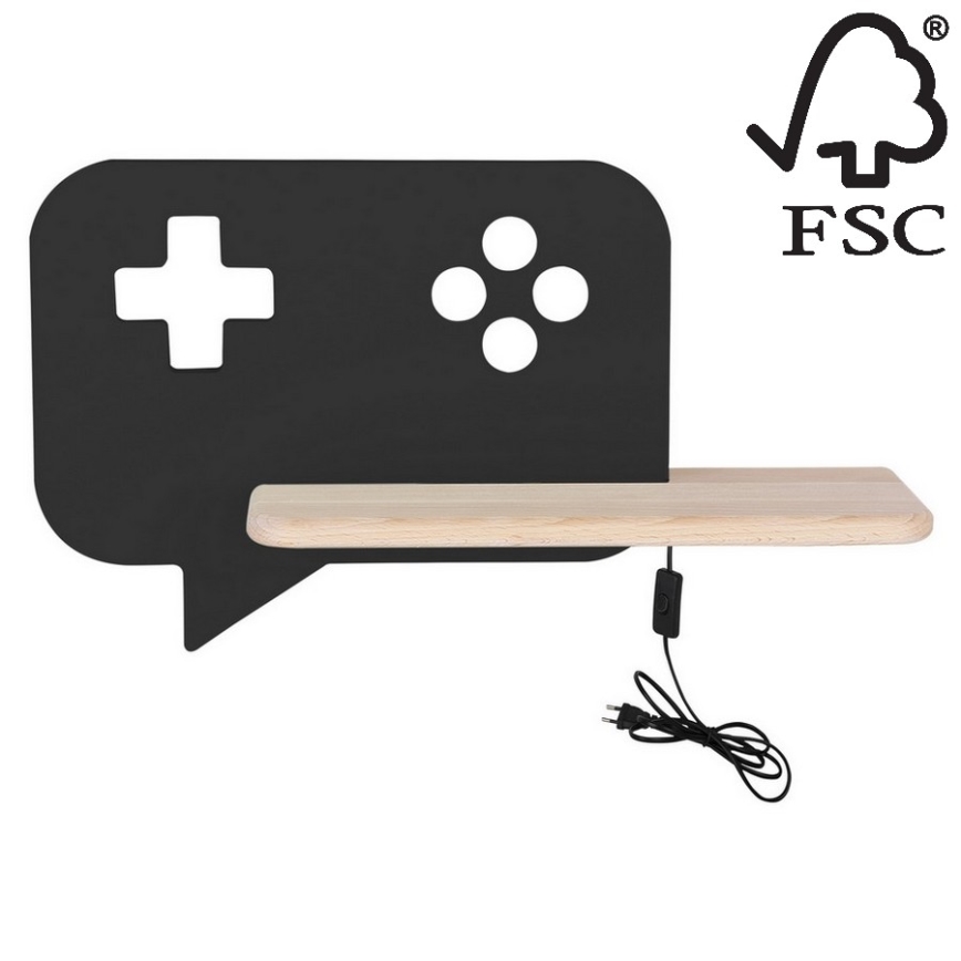 LED Seinalamp lastele koos riiuliga CONSOLE LED/5W/230V must