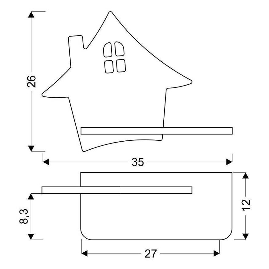 LED Seinalamp lastele koos riiuliga HOUSE LED/4W/230V hall/puit