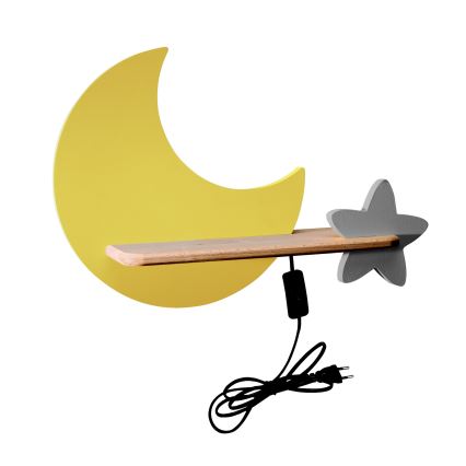 LED Seinalamp lastele koos riiuliga MOON LED/5W/230V