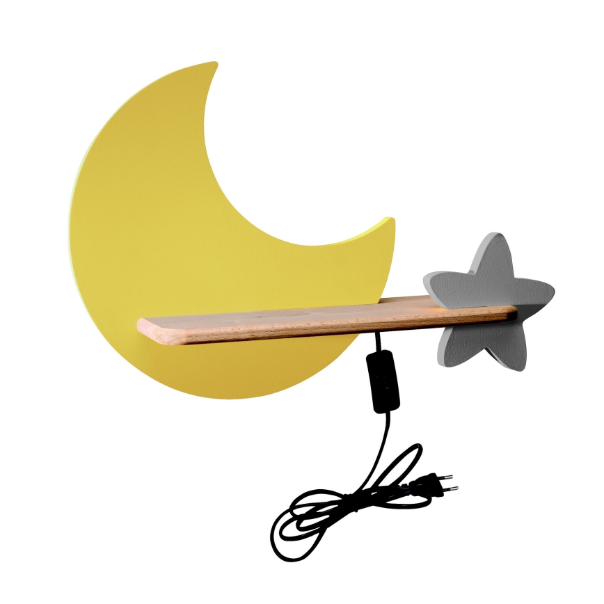LED Seinalamp lastele koos riiuliga MOON LED/5W/230V