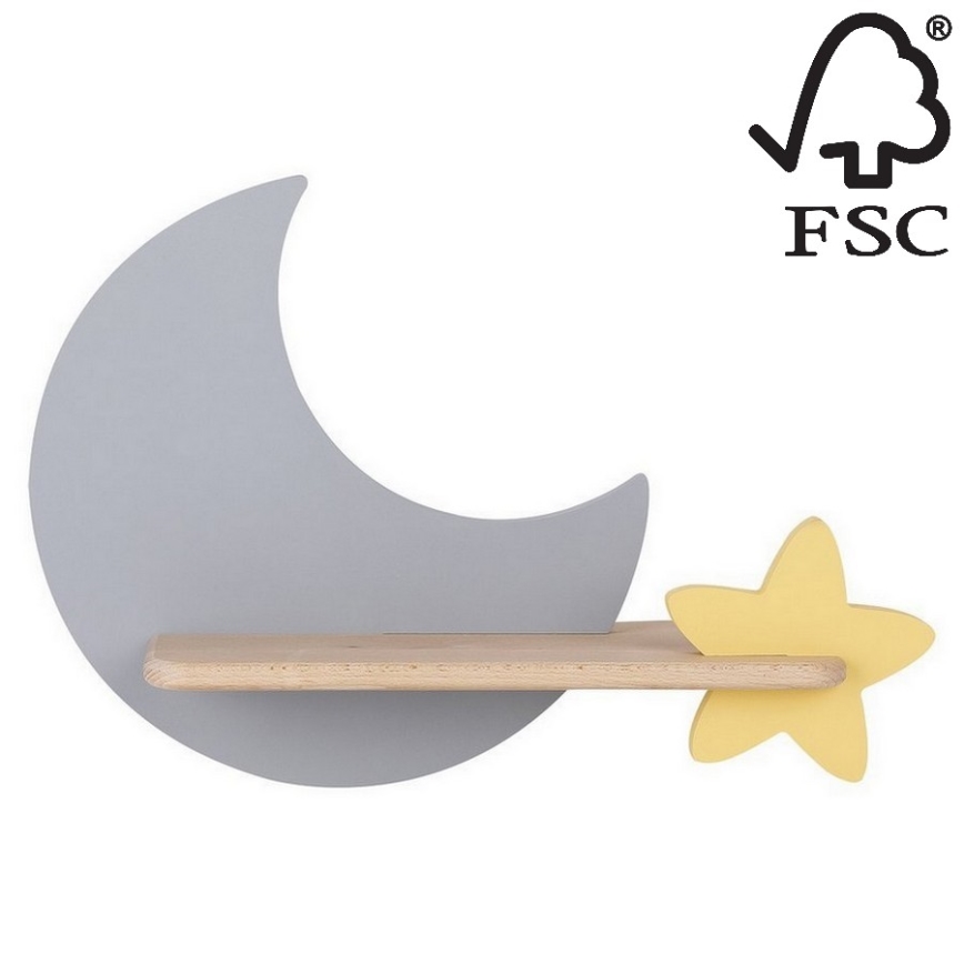 LED Seinalamp lastele koos riiuliga MOON LED/5W/230V