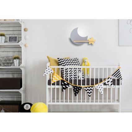 LED Seinalamp lastele koos riiuliga MOON LED/5W/230V