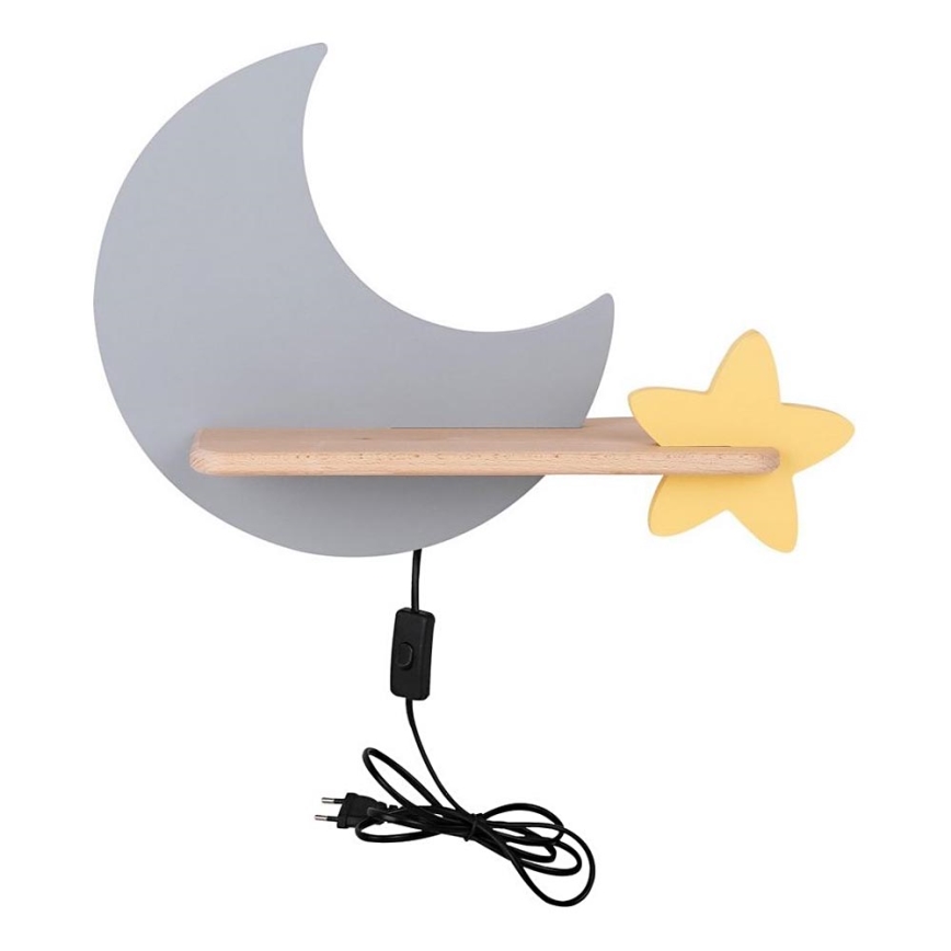 LED Seinalamp lastele koos riiuliga MOON LED/5W/230V