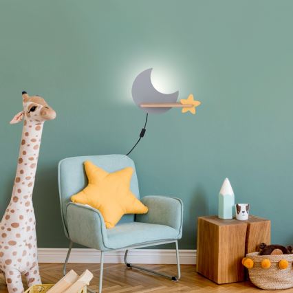 LED Seinalamp lastele koos riiuliga MOON LED/5W/230V