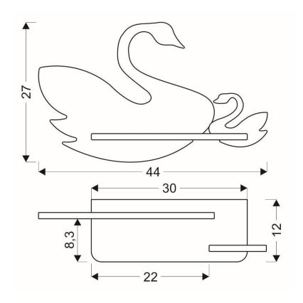 LED Seinalamp lastele koos riiuliga SWAN LED/5W/230V - FSC sertifitseeritud