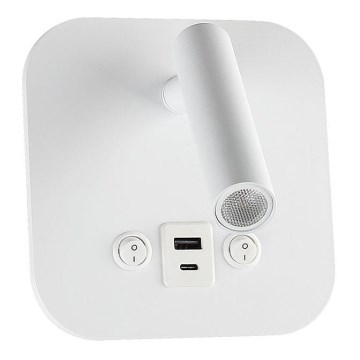 LED seinale paigaldatav punktvalgusti USB-pordiga LED/8W/230V 3000K valge