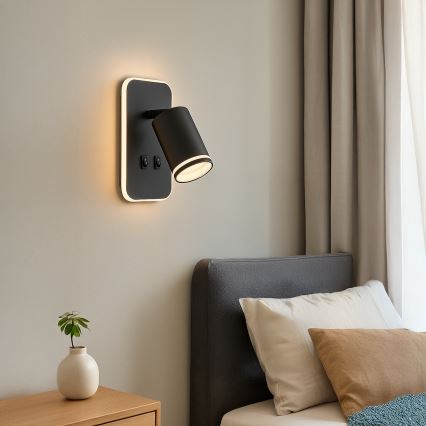 LED seinale paigaldatav suunavalgusti PIPE 1xGU10/10W/230V + LED/6W must