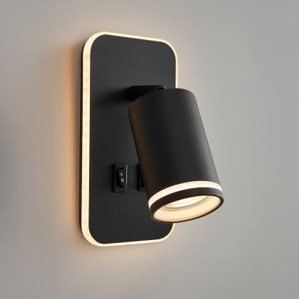LED seinale paigaldatav suunavalgusti PIPE 1xGU10/10W/230V + LED/6W must