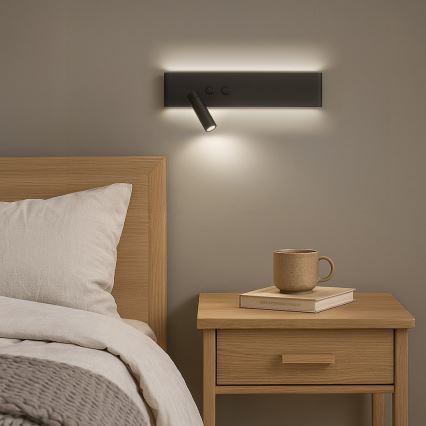 LED seinapunktvalgusti RESORT LED/10W/230V + LED/3W, must, vasakpoolne