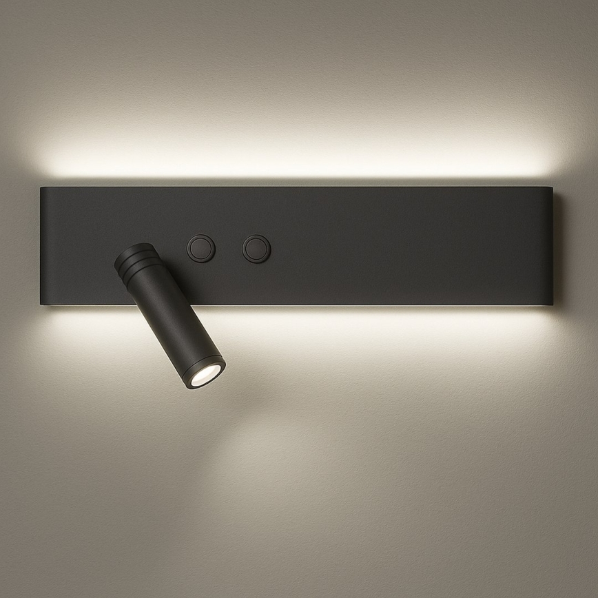 LED seinapunktvalgusti RESORT LED/10W/230V + LED/3W, must, vasakpoolne
