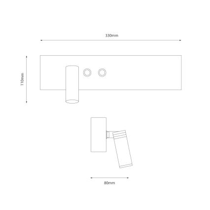 LED seinapunktvalgusti RESORT LED/10W/230V + LED/3W, must, vasakpoolne