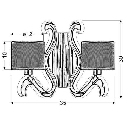 LED Seinavalgusti AMBROSIA 2xE14/40W/230V + LED/12,3W vask