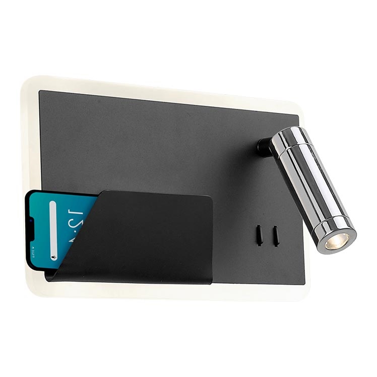 LED Seinavalgusti BOARD LED/7,8W/230V + LED/3W must/läikiv kroom