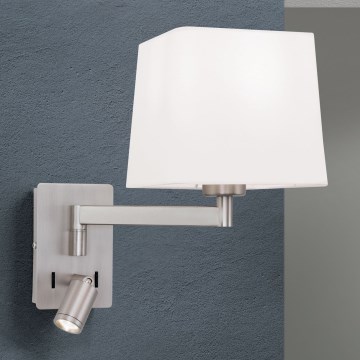 LED Seinavalgusti CARLTON 1xE27/40W/230V + LED/3W valge/matt kroom