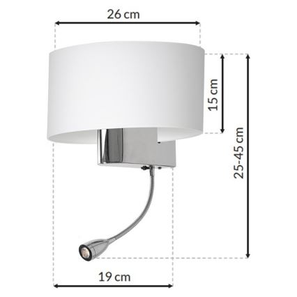 LED Seinavalgusti CASINO 1xE27/60W/230V + LED/1W/230V valge