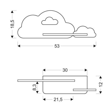 LED Seinavalgusti lastele koos riiuliga CLOUD LED/5W/230V roosa/valge - FSC sertifitseeritud