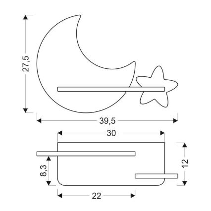 LED Seinavalgusti lastele koos riiuliga MOON LED/5W/230V - FSC sertifitseeritud