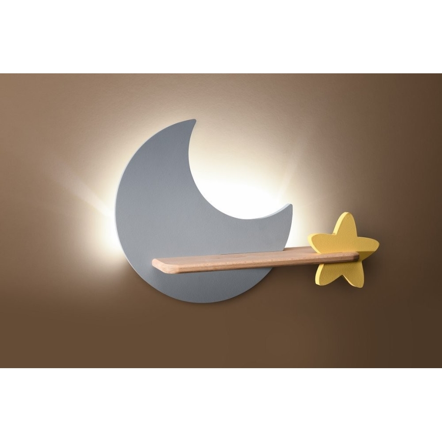 LED Seinavalgusti lastele koos riiuliga MOON LED/5W/230V - FSC sertifitseeritud