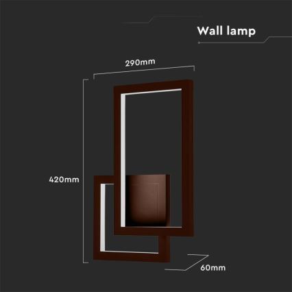 LED Seinavalgusti LED/20W/230V 3000K pruun