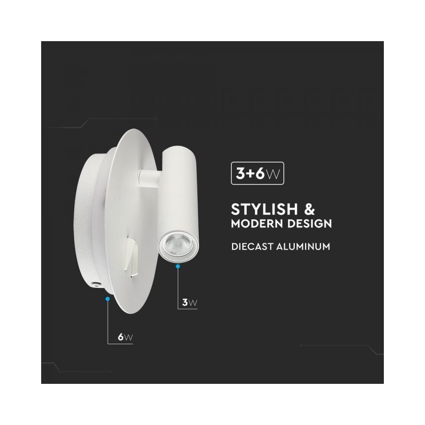 LED Seinavalgusti LED/3W/230V + LED/6W/230V 3000K valge