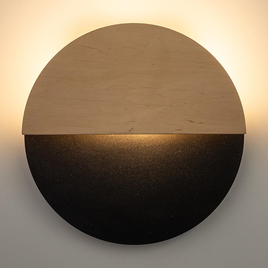 LED Seinavalgusti LUNA LED/7W/230V d. 26 cm must/beež
