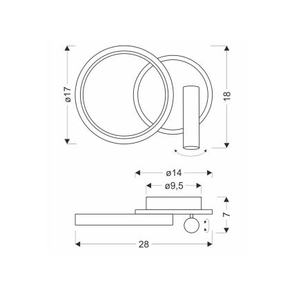 LED seinavalgusti MONET LED/16W/230V must