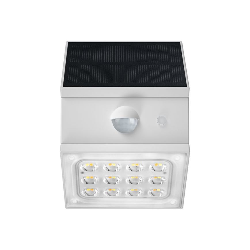 Seinale paigaldatav päikesepaneeliga LED-valgusti anduriga LED/2,5W/3,7V 3000/4000/6000K IP65 1200 mAh valge
